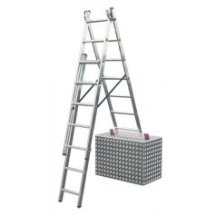   KRAUSE Corda háromrészes többcélú alumínium létra lépcsőfunkcióval 3 x 7 fokos 4,2 m