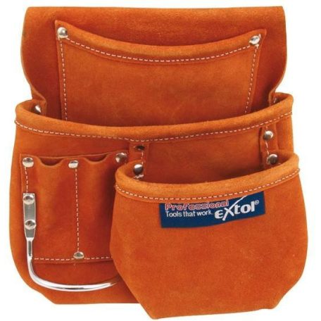 Extol szerszámtáska ácsoknak, bőr, övre fűzhető 6 zsebbel 421