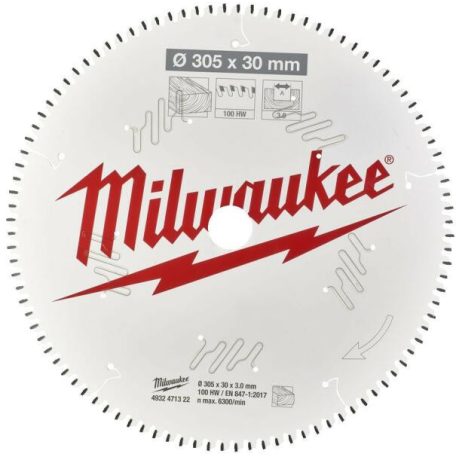 Milwaukee körfűrészlap fához 305 x 30 mm fogszám: 100 db vágásszélesség: 3 mm