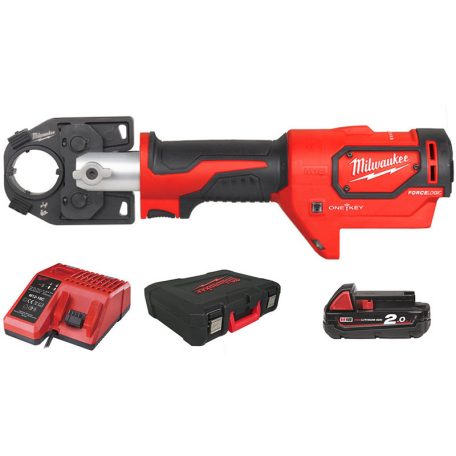 Milwaukee M18 HCCT-201C akkus, szénkefe nélküli hidraulikus kábelkrimpelő-présszerszám (1 x 2.0 Ah Li-ion akkuval)