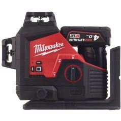   Milwaukee M12 3PL-401C akkus 360° 3 síkú lézer, zöld (1x4.0 Ah Li-ion akkuval)