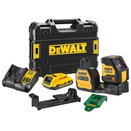 DeWALT DCE088D1G18-QW zöld vonallézer hatósugár jelfogóval 0 - 50 m 1 x 2 Ah akku + töltő TSTAK kofferben