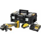 DeWALT DCG409H2T-QW sarokcsiszoló akkus 18 V 125 mm 9000 RPM szénkefementes 2 x 5 Ah akku + töltő TSTAK kofferben