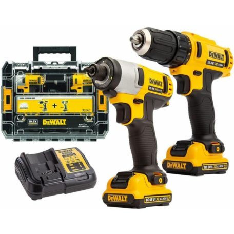 DeWALT DCK211D2T-QW akkus Combopack gépszett fúrócsavarozó és ütvecsavarozó 10,8 V XR 2db 2.0 Ah Li-Ion akku, TSTAK kofferben