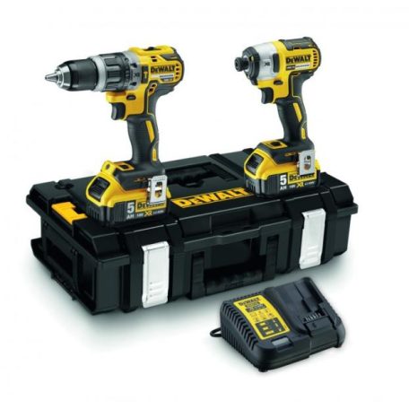 DeWALT DCK266P2-QW akkus Combopack gépszett 18V-os XR Li-Ion DCD796 ütvefúró DCF887 ütvecsavarozó (18V/2x5,0Ah) DS150 TSTAK kofferben