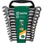 SATA csillag-villáskulcs készlet racsnis 12 részes 8-19 mm Black Edition